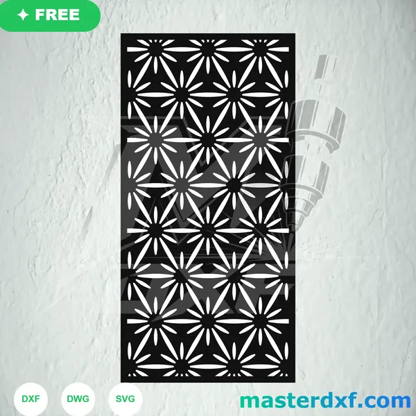 Tiled Sunburst Flower Lattice Free DXF Panel DXF File